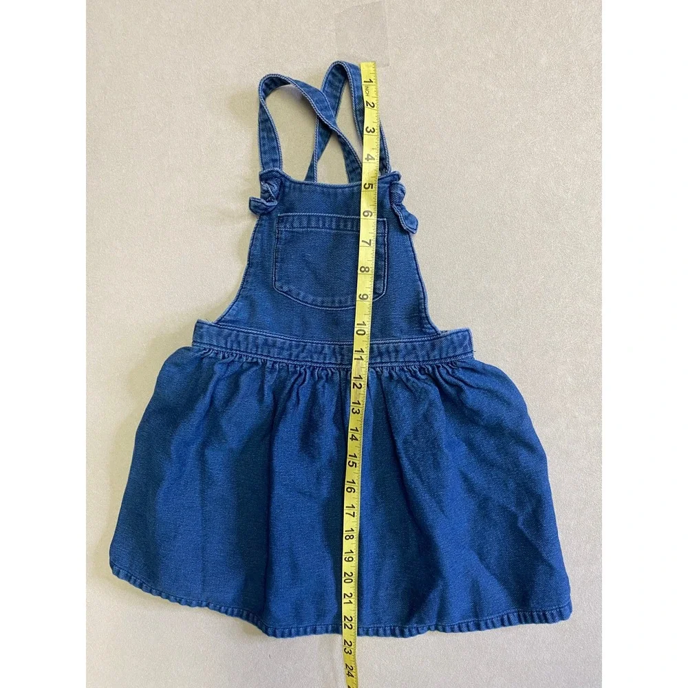 Cat & Jack Girls Blue Denim Overall Dress Jumper Ruffle Trim 5T